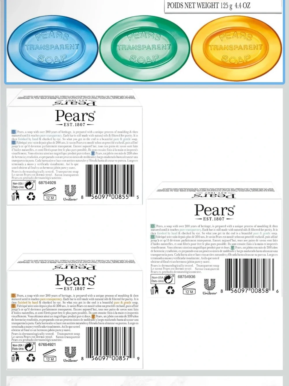 Pears Transparent Glycerin Soap Variety 3-Pack 🧼✨